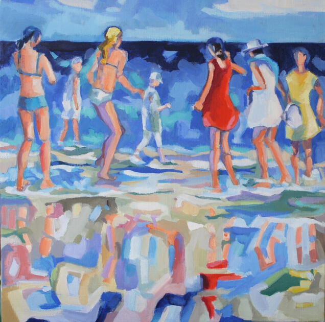 Jeu de plage huile/toile 40x40 sold