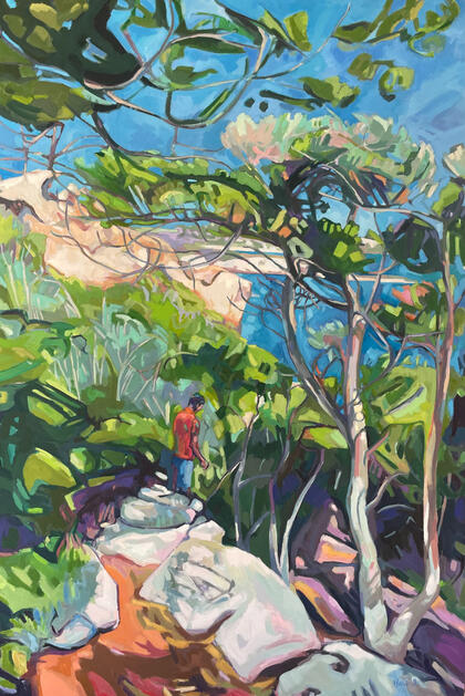 Promeneur solitaire huile sur toile 116x89cm