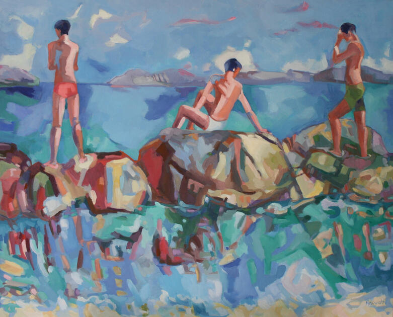 Horizon bleu huile sur toile 81x100cm